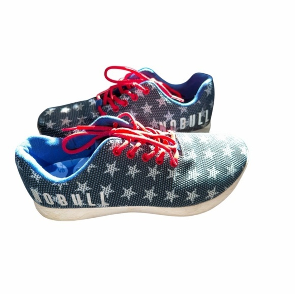 NOBULL Patriotic Navy Star Knit Sneakers with Red Laces